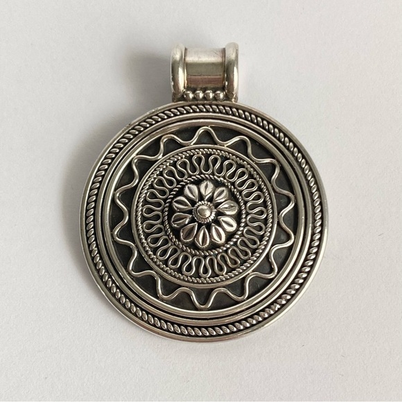 Doug Paulus Medallion Pendant Round Filigree Sterling Silver 925 Ornate Large - Picture 3 of 7